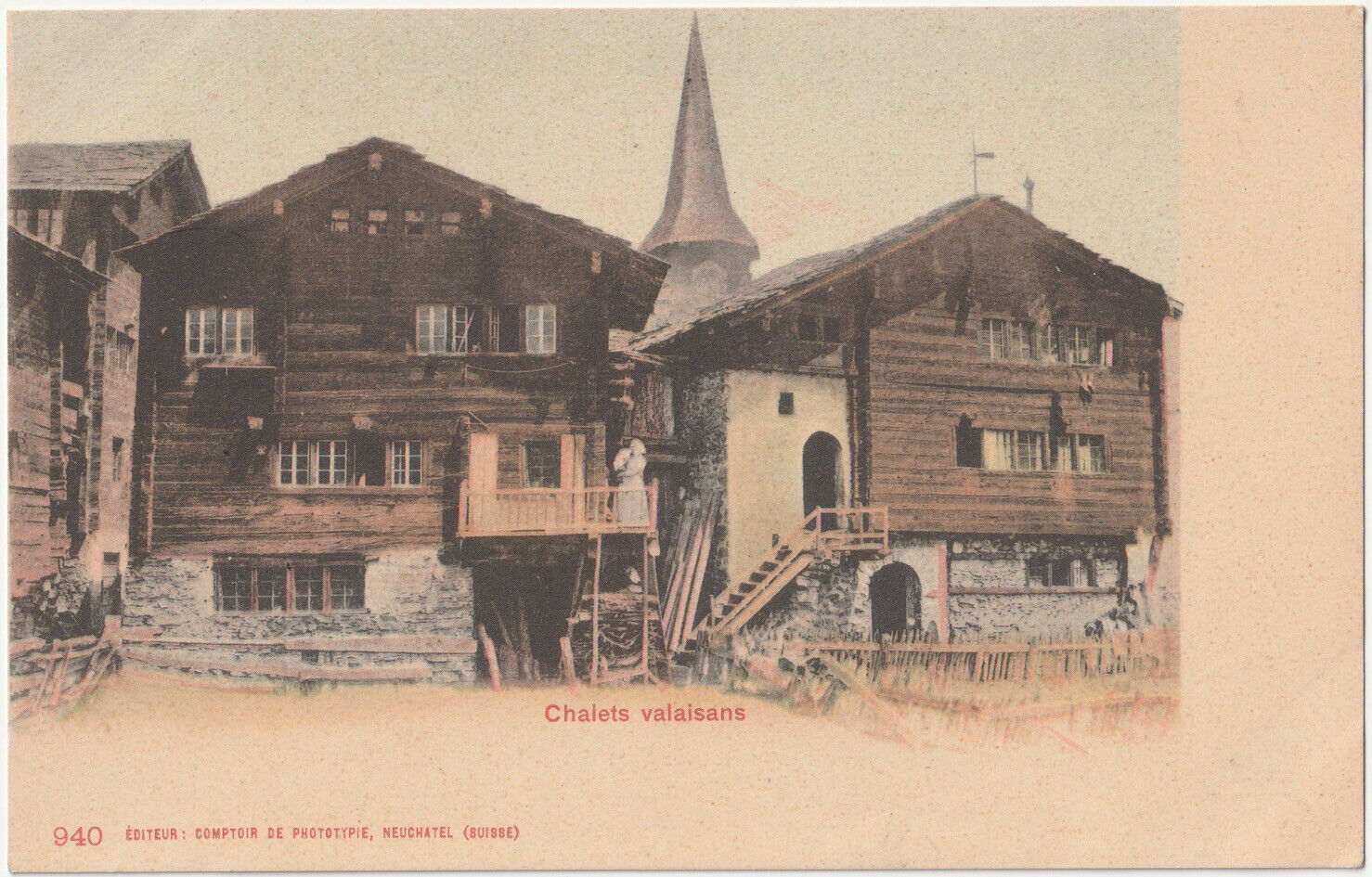c1900s Chalet Valaisans Neuchâtel Switzerland Victorian Post Card