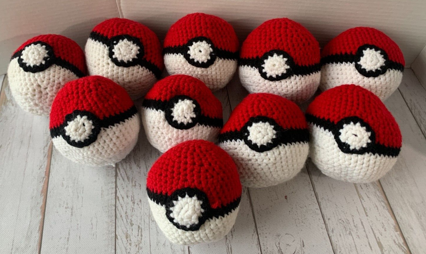 Pokemon Pokeball Homemade Crochet Set of 10