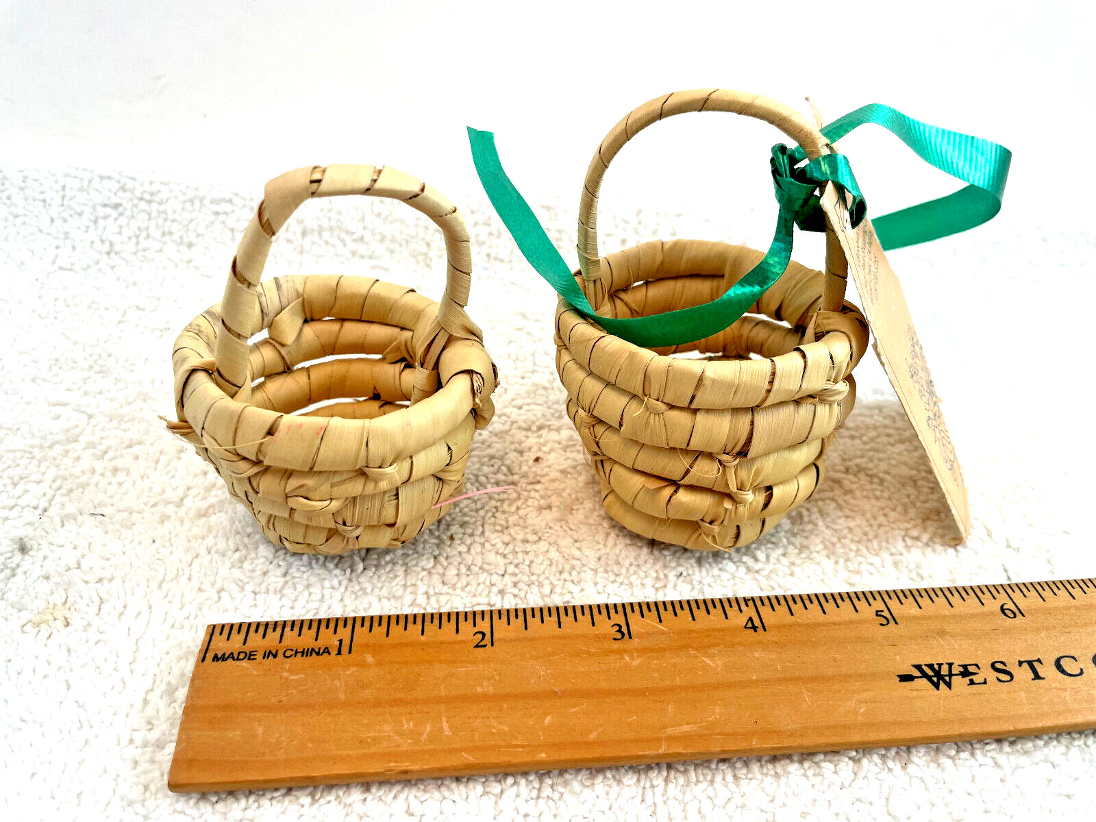 2 VTG La Lavande California Miniature Woven Baskets Craft Decor