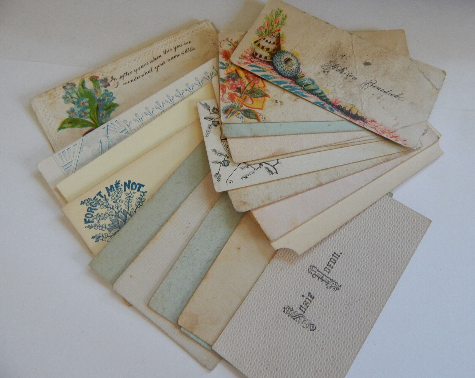 21 Victorian Calling Cards - Names & Pictures