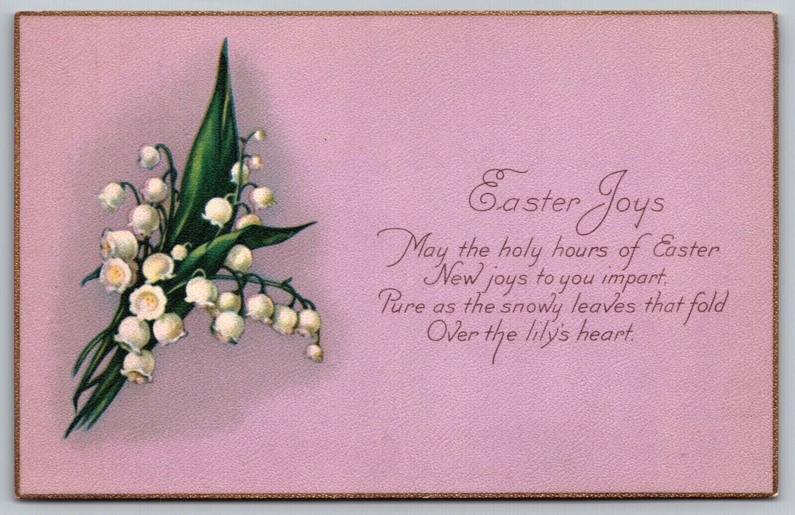 Easter Joys Greetings Gold Bordered Postcard UNP Unused