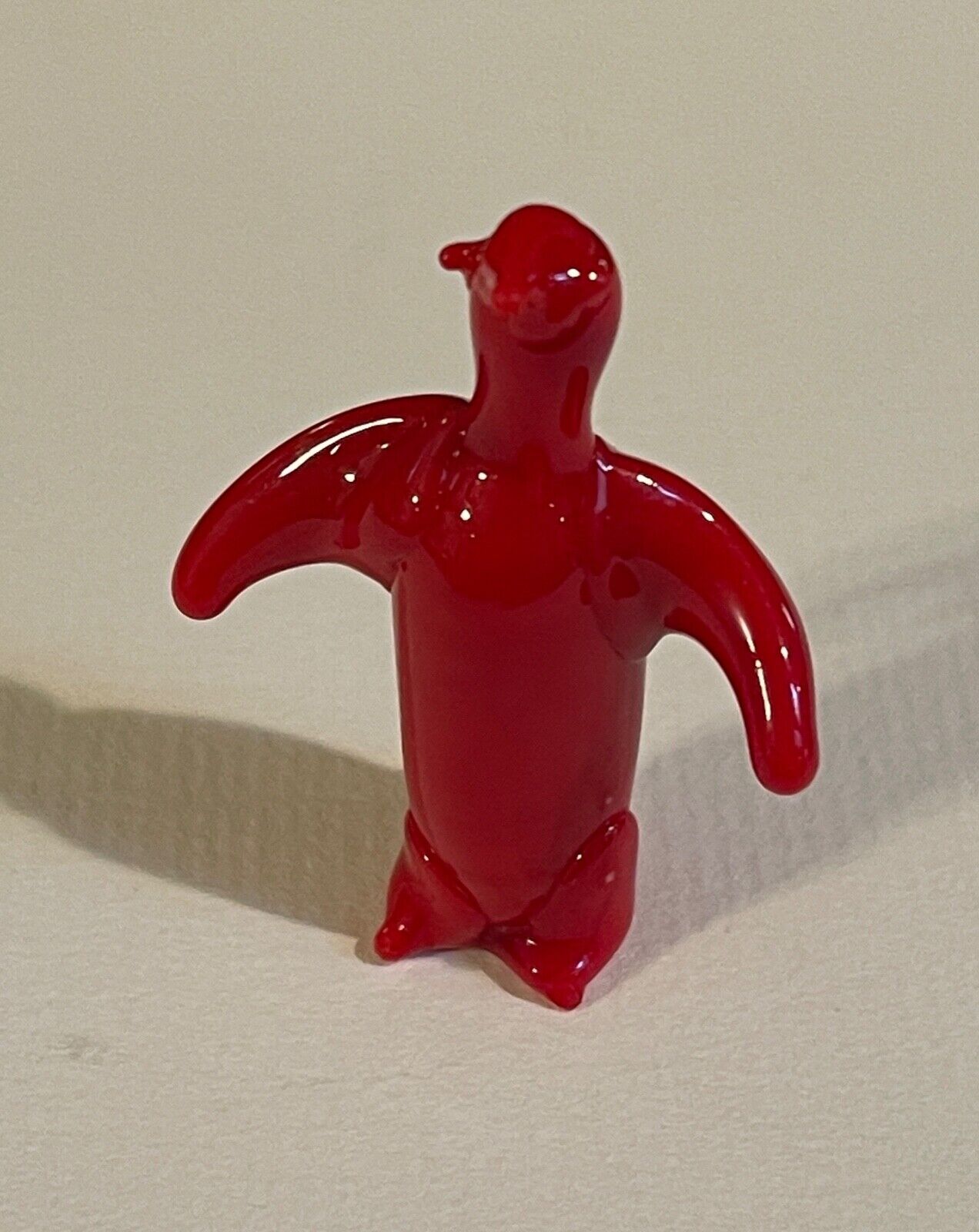 Adorable Rare Vintage Red Glass Miniature Penguin Figurine - 1 1/2\