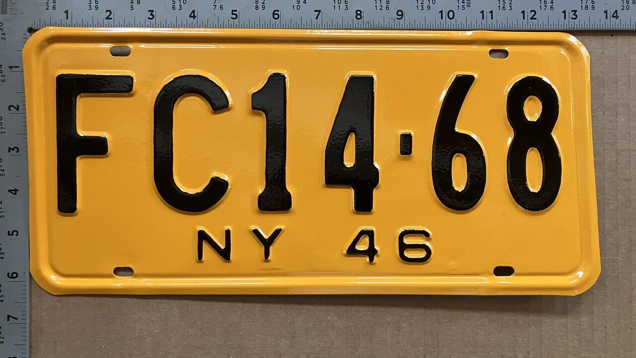1946 New York license plate FC 14 68 YOM DMV Fulton SHOW CAR READY 13684