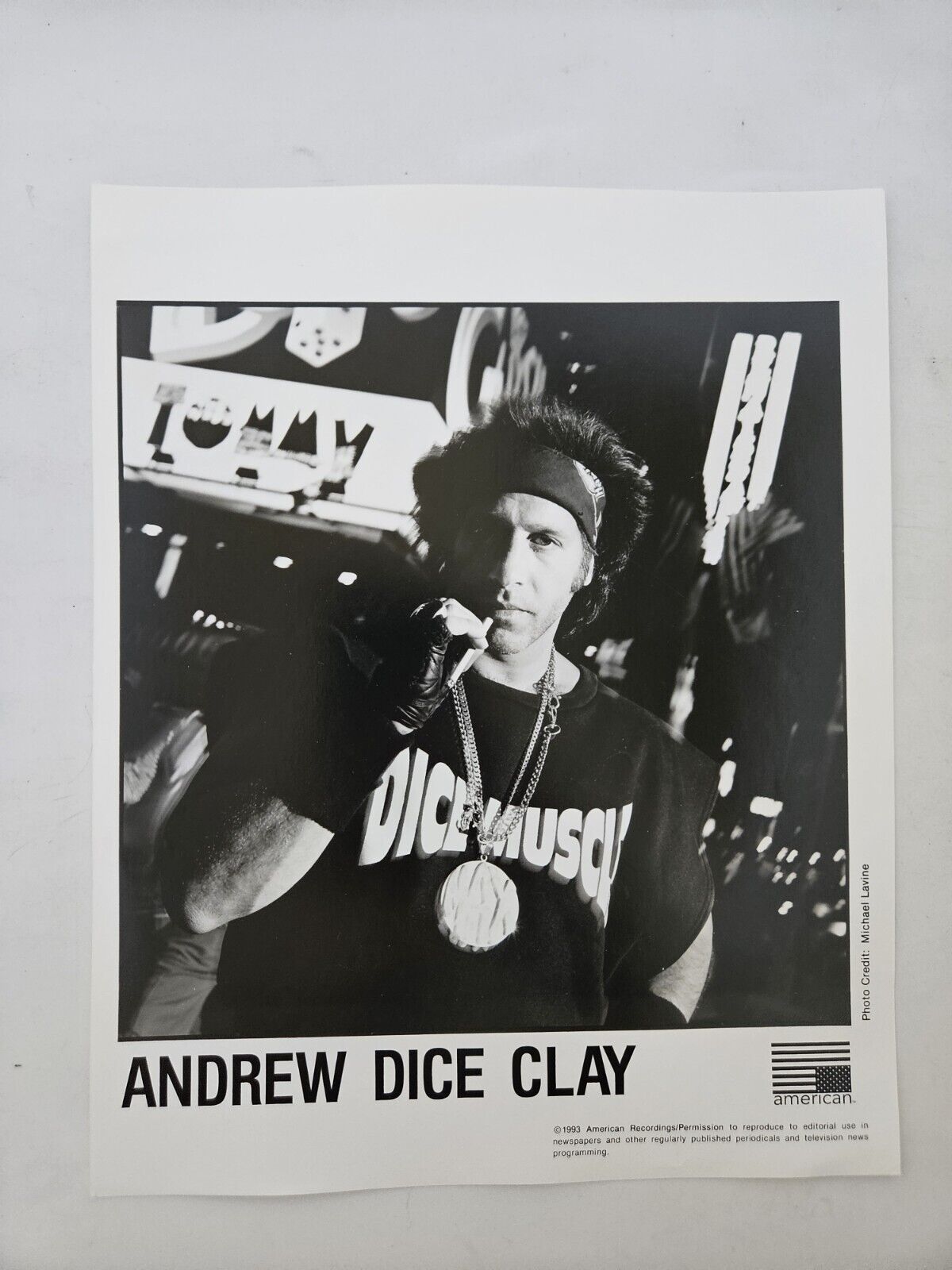 1993 Press Photo Andrew Dice Clay With Press Release