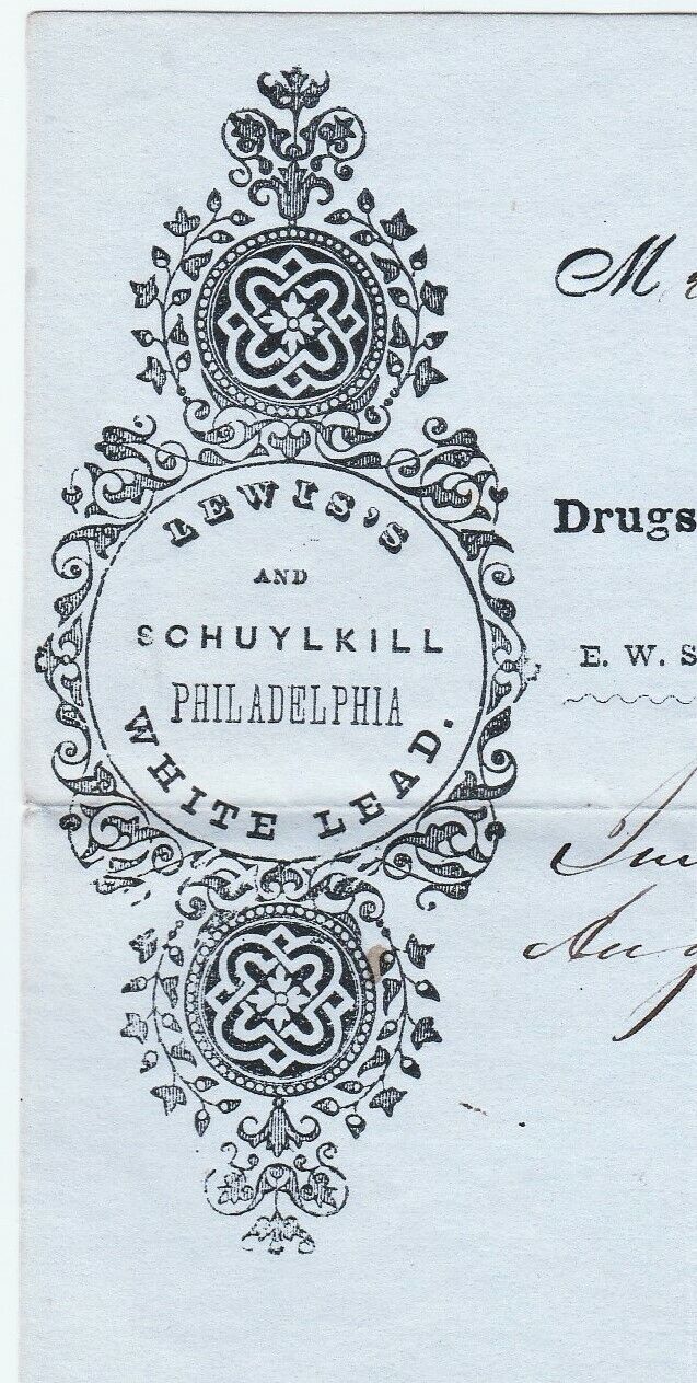 SUPER Early Billhead - Artist Typography - 1840s White Lead Paint drugs Boston