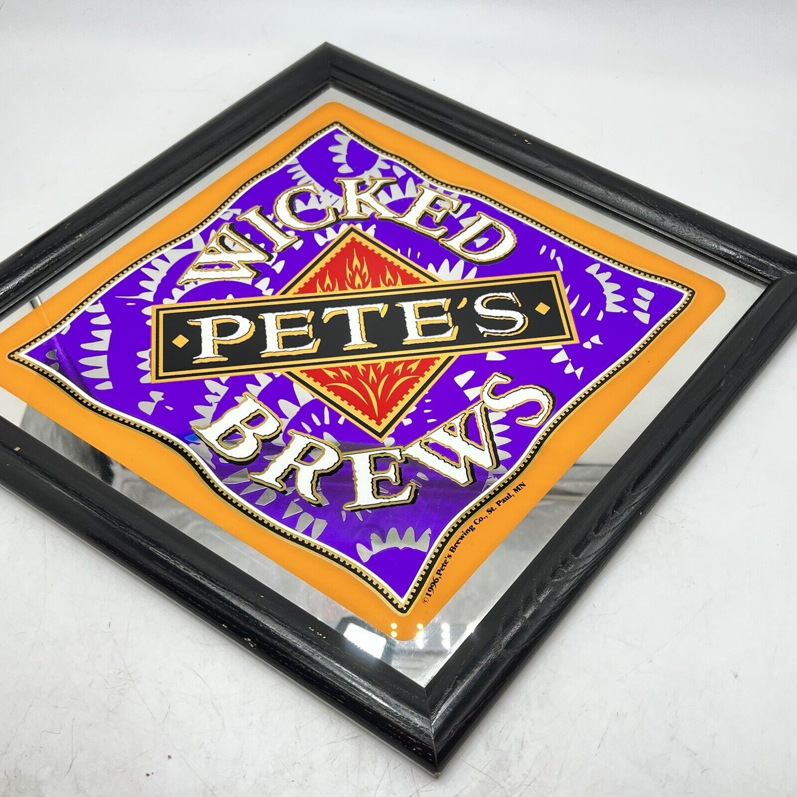 1996 Pete\'s Wicked Brews Bar Brewery Mirror Sign Wall Hanging