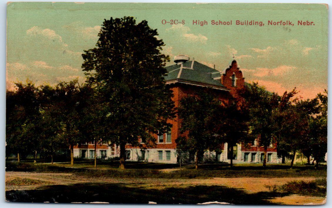 Postcard - High School Building - Norfolk, Nebraska