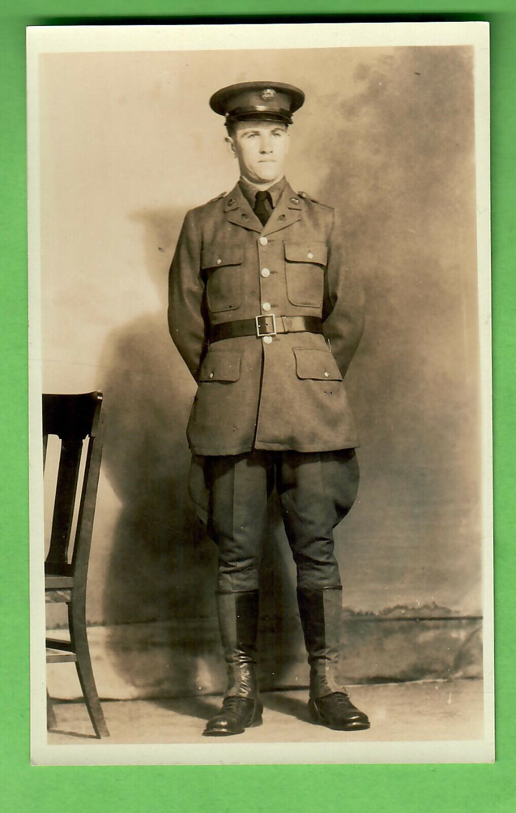 c. 1918 REAL PHOTO POSTCARD RPPC U.S. ARMY SOLDIER WORLD WAR I - UNUSED