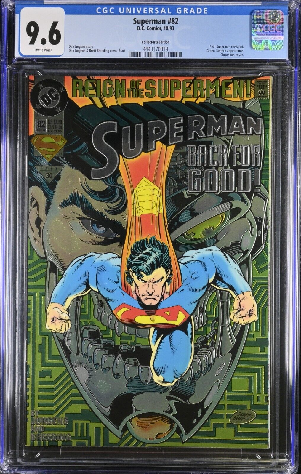 CGC 9.6 Superman #82 (10/1993) Real Superman Revealed Chromium Cover DC Comics