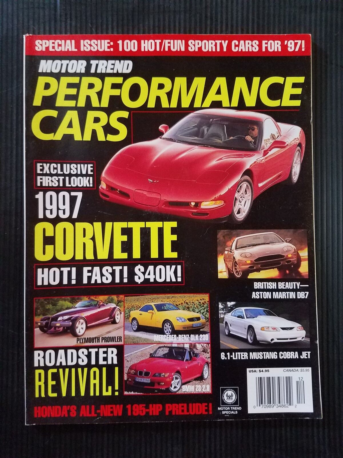 Motor Trend Magazine 1997 Performance Cars - Corvette - Mustang Cobra - Prowler