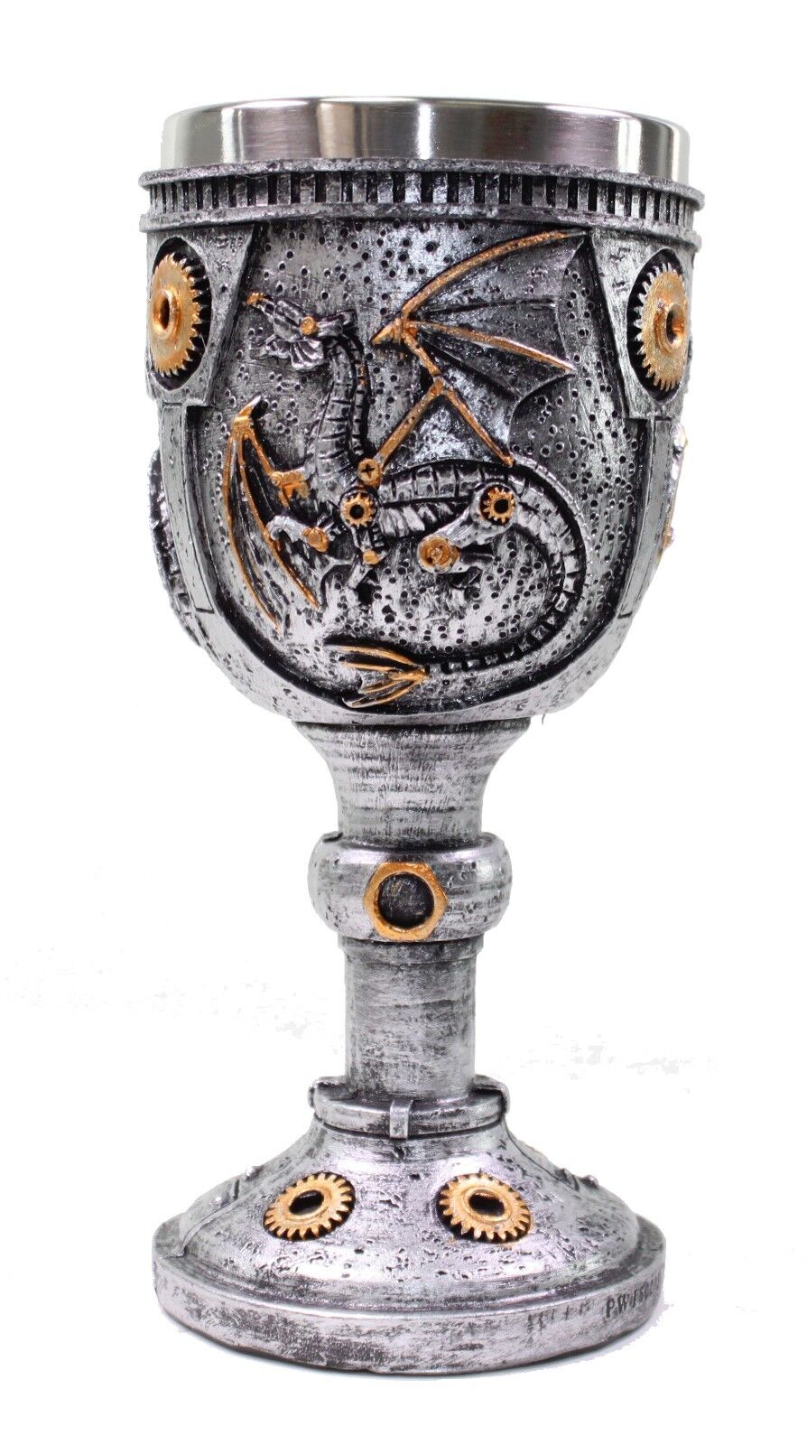 Silver 3 Royal Dragon Wine Goblet Skulls Steampunk Collectible Home Decor Gift