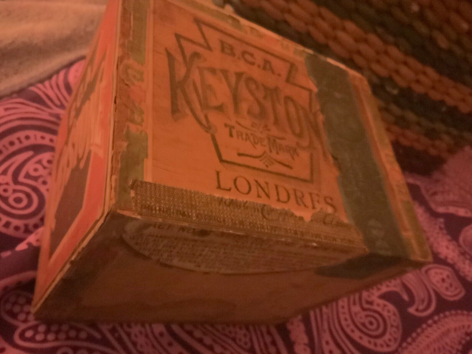 Antique B.C.A. Keystone cigar box