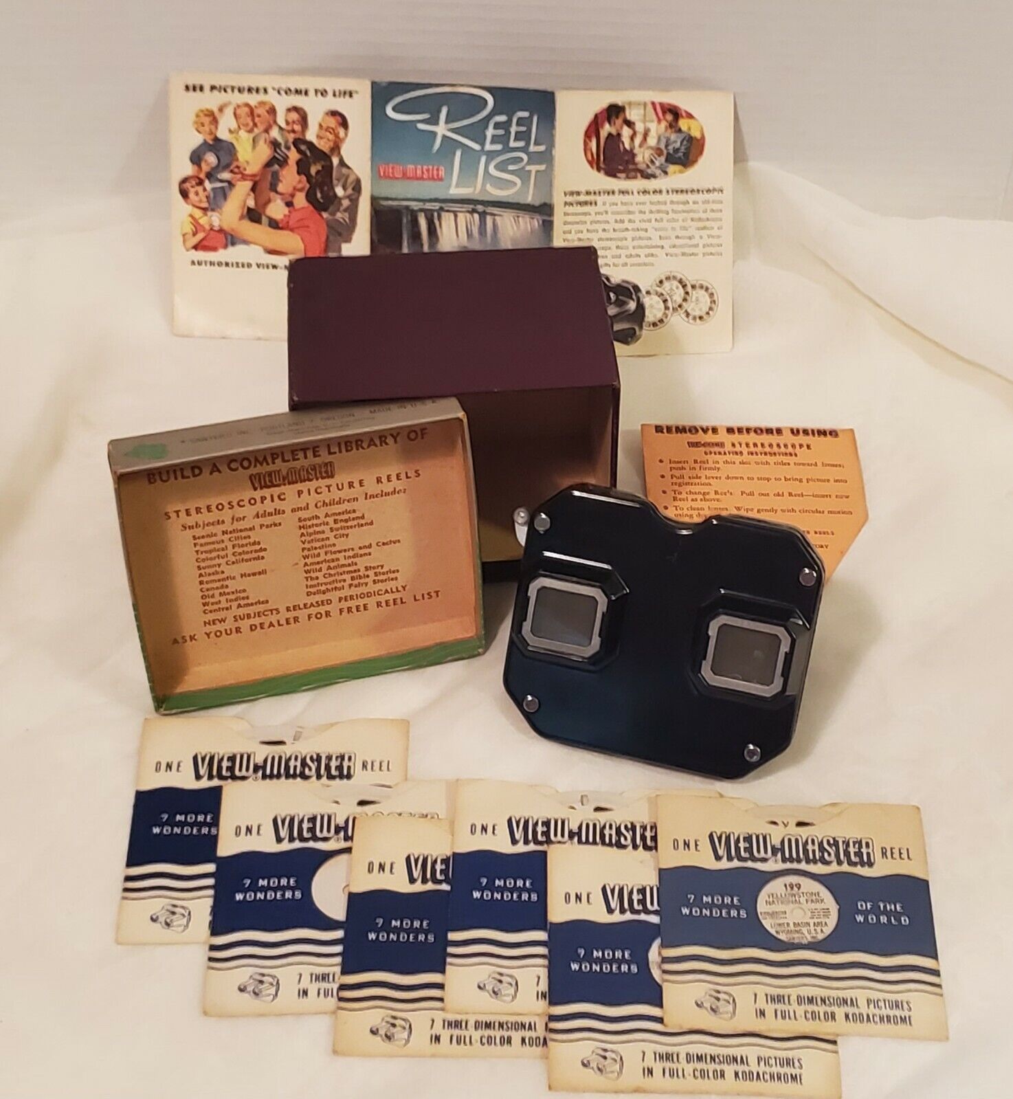 VTG 10pc Sawyer\'s USA View Master 3D Stereoscope 12 Color Picture Reels Kid Toy