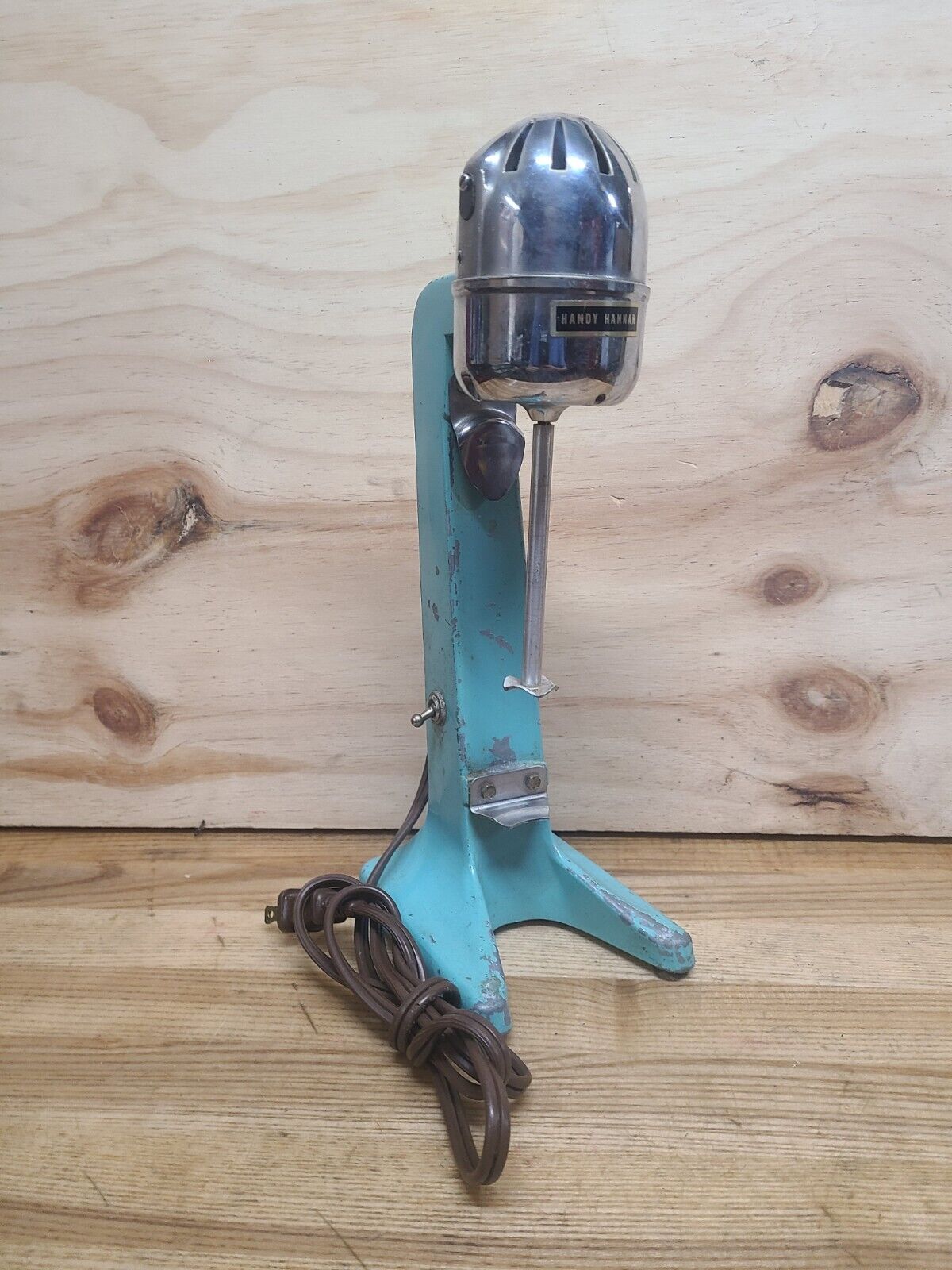 Vintage 50\'s HANDY HANNAH Malt Milkshake Mixer Model 504 Teal Turquoise Works 