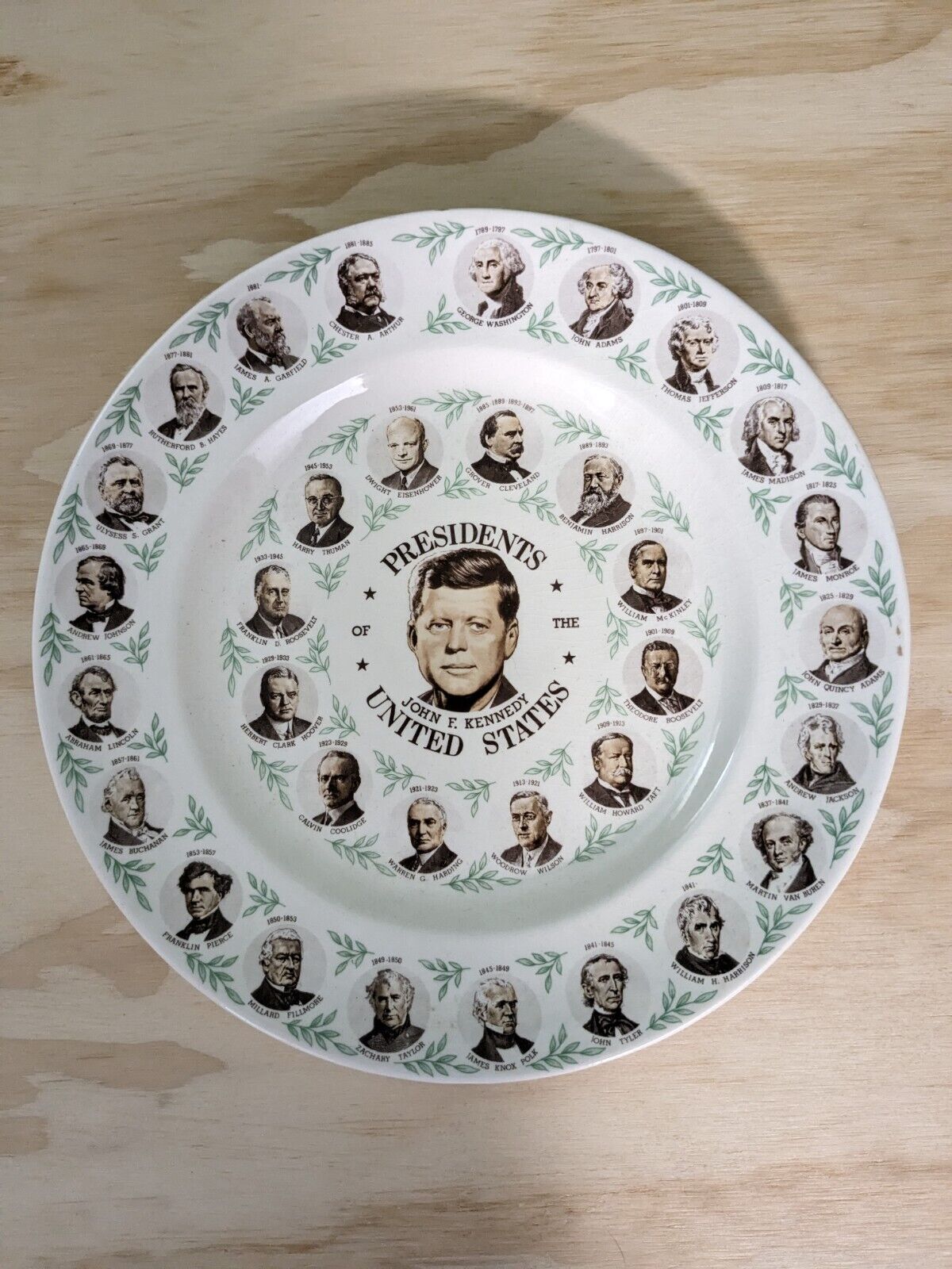 Presidential Collector's Plate with current president as JFK