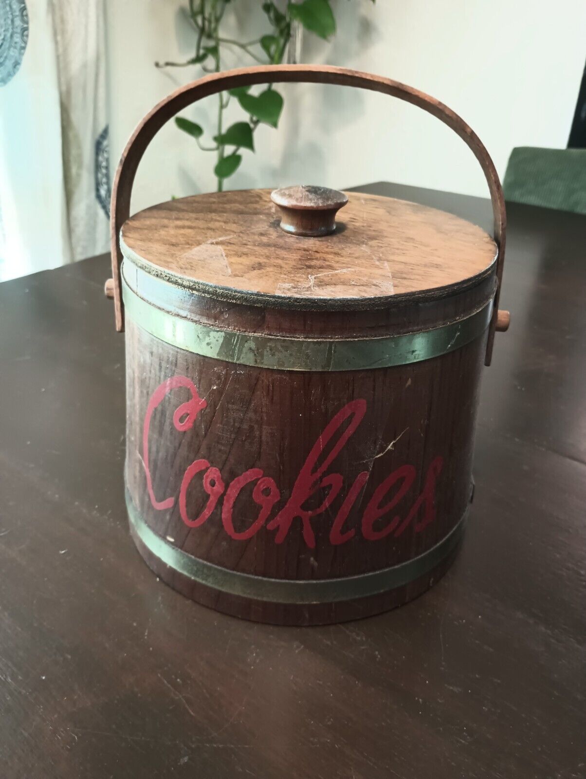Antique Wooden Cookie Jar
