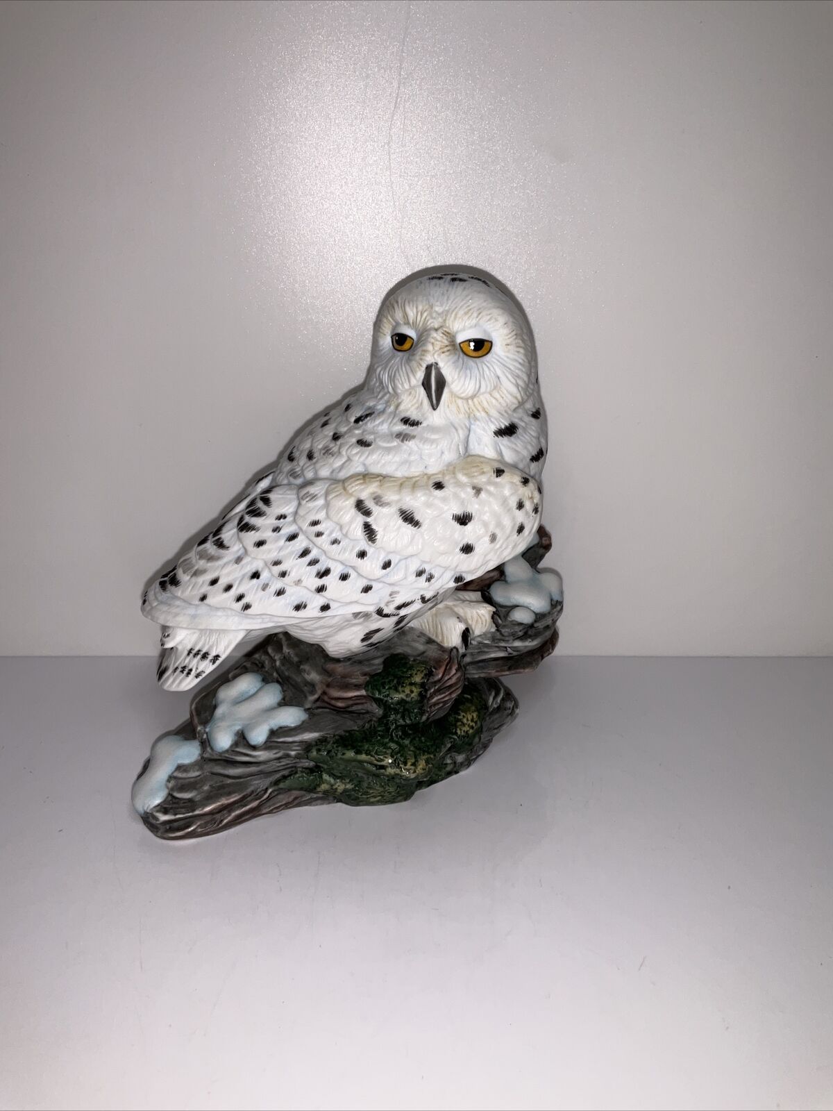 Maruri Snowy Owl Bisque Porcelain Majestic Owls Night 1986 Hamilton Collection