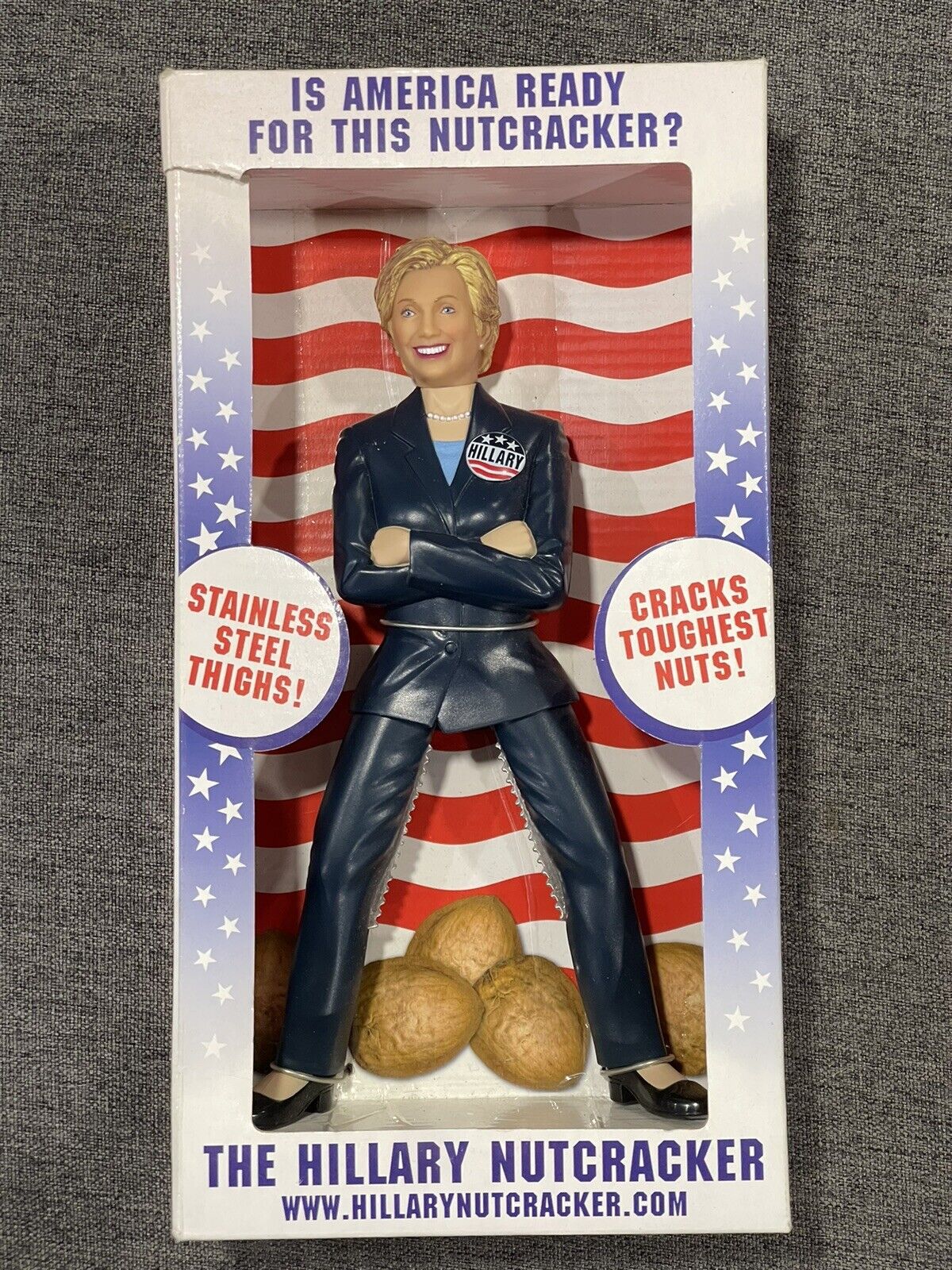 Hillary Clinton Nutcracker w/ Stainless Steel Thighs NEW in Box Limited Edition