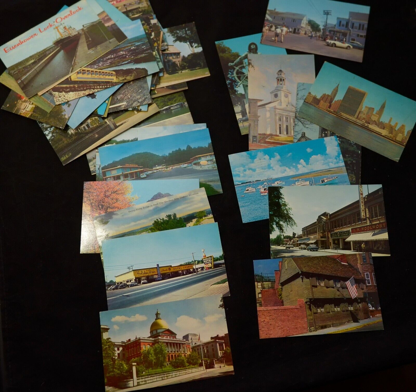Lot of 50 Vintage Postcards , 1950s - 1960s, and 19070\'s Cities Towns Historical