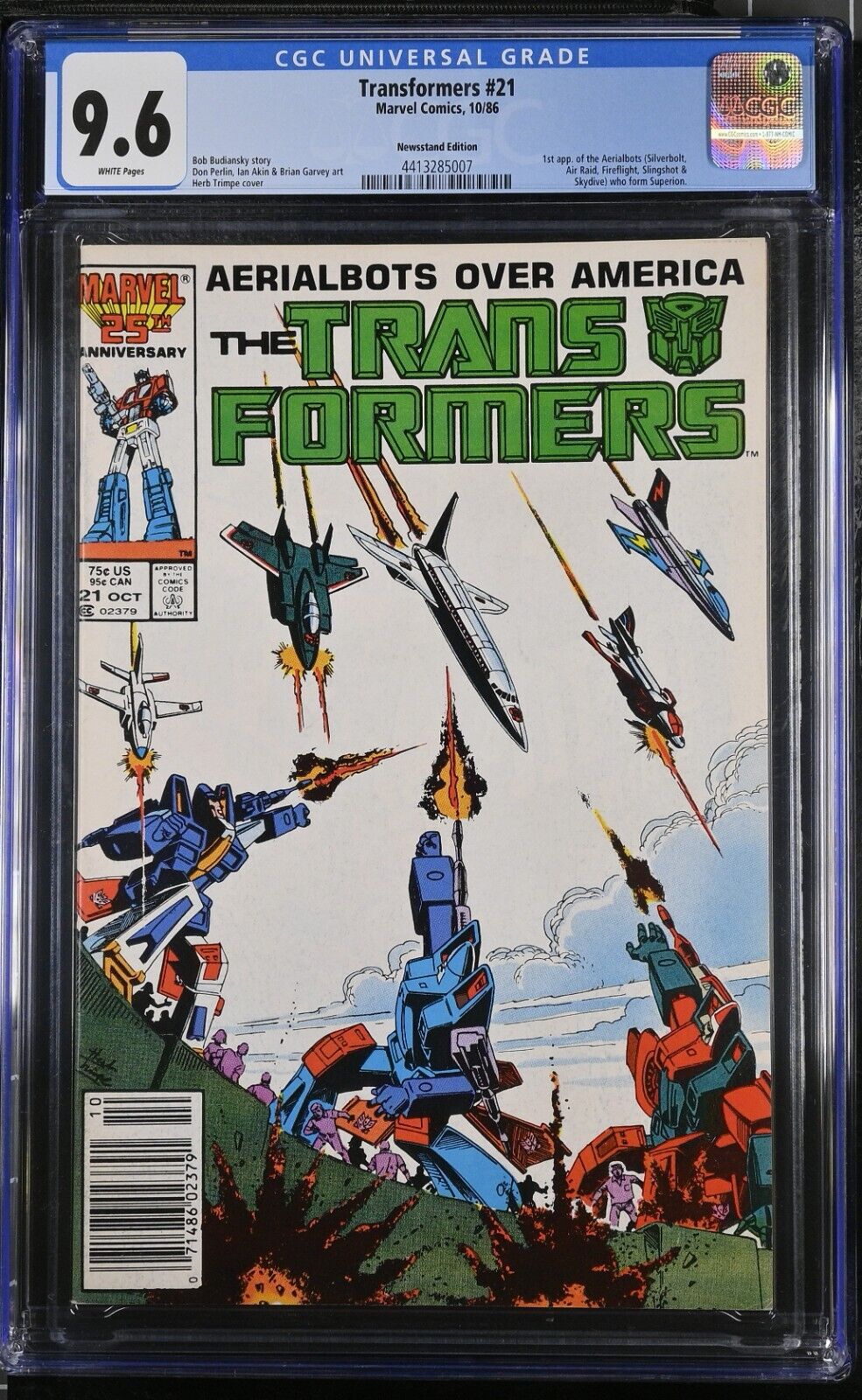 TRANSFORMERS #21 (1986) CGC 9.6 NEWSSTAND WHITE PAGES