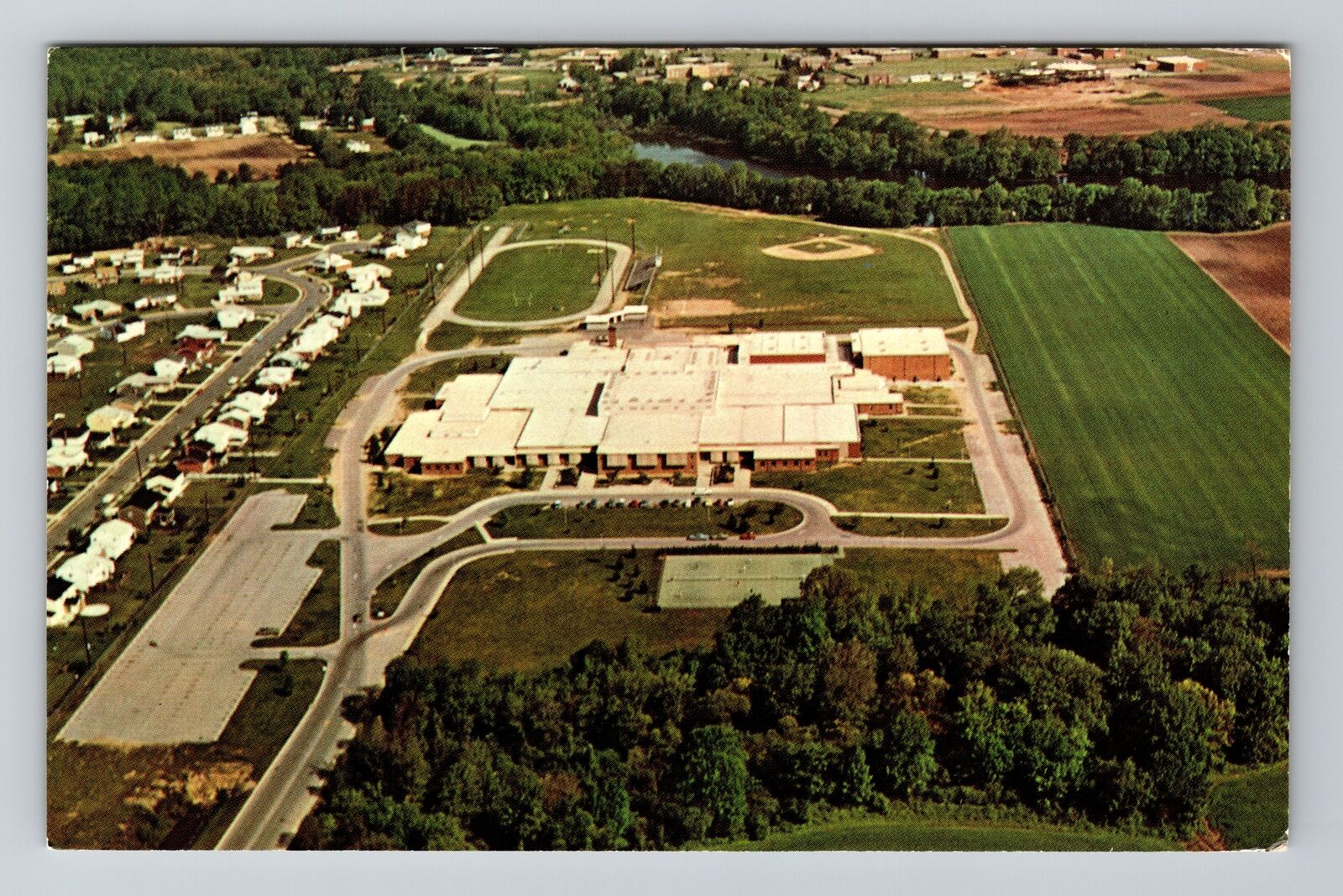 Dover DE-Delaware, Dover High School Aerial View, Vintage Postcard