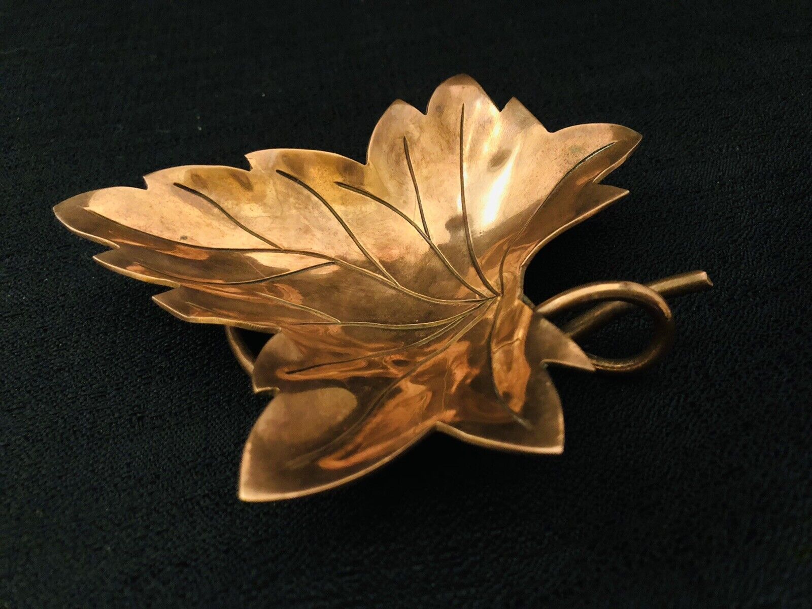 Rare Hector Aguilar Vintage Copper Leaf Trinket Dish 5” x 4.5” X 1”