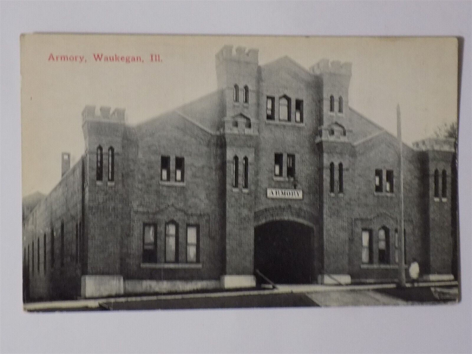 Waukegan, Illinois IL ~ Armory 1913 b/w L744