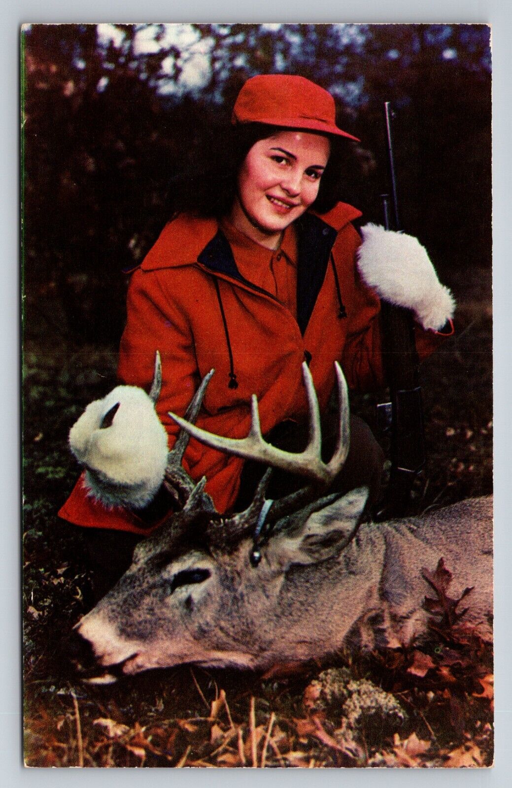 A Modern Diana With Her Prize Greetings From Wisconsin Deer Hunting