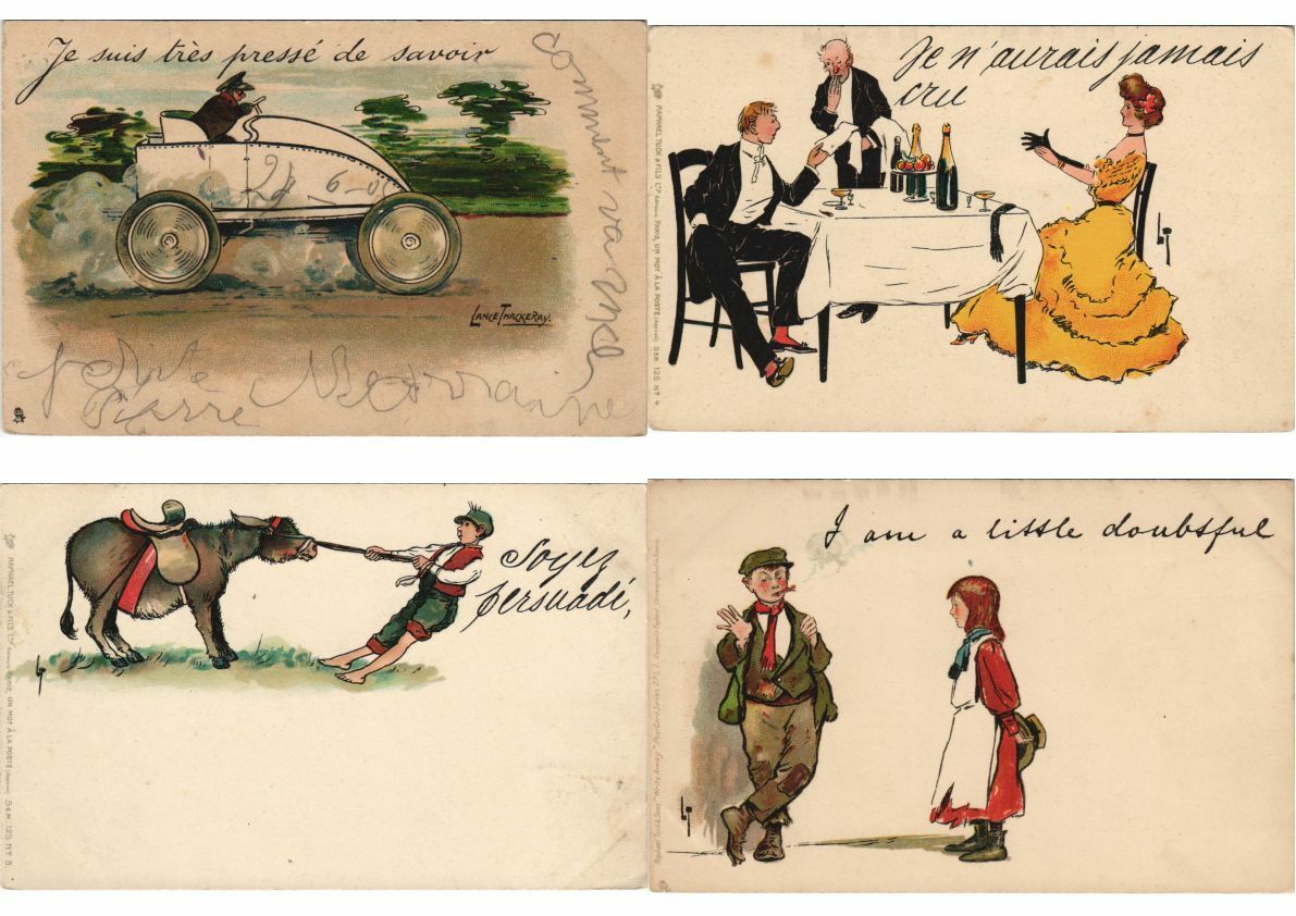 CPA THACKERAY LANCE, ARTIST SIGNED, HUMOR, LITHO, PRE 1910, 17x Postcards(L3183)