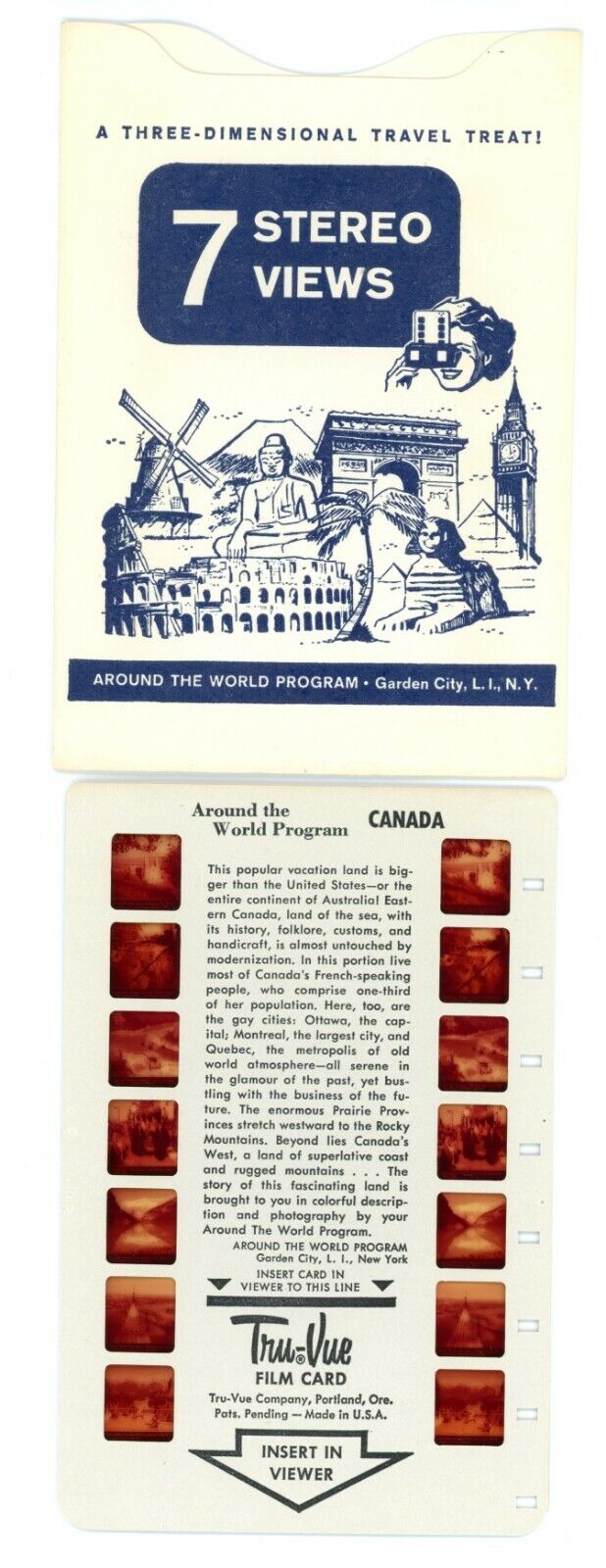 Vintage Tru Vue Tru-Vue Film Card Canada North America Around The World 3-D