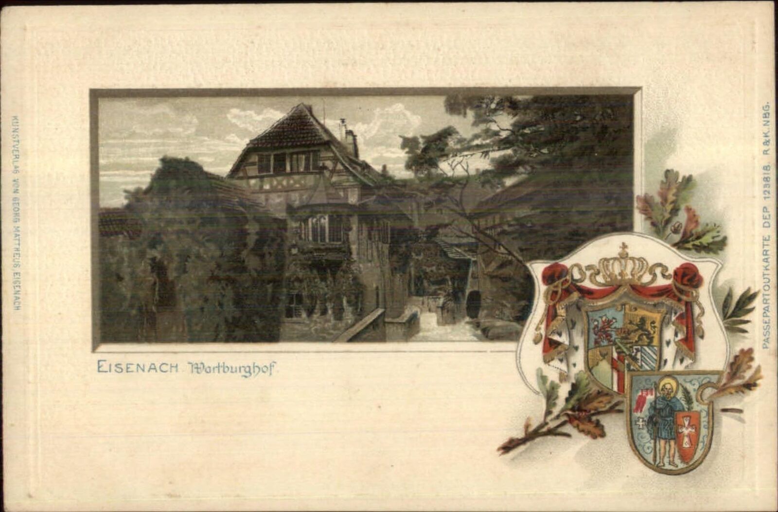 Eisenach Germany Wartburghof - Heraldic Shield Border c1905 Postcard