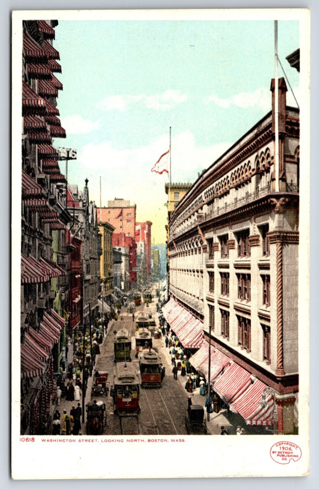 Washington Street View 1900's Boston Massachusetts Looking North Vtg Postcard