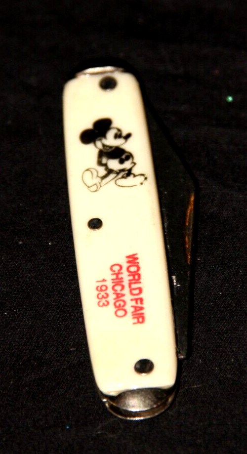 Vintage Mickey Mouse Pocket Knife, Says 1933 world fair on it, Reproduction?