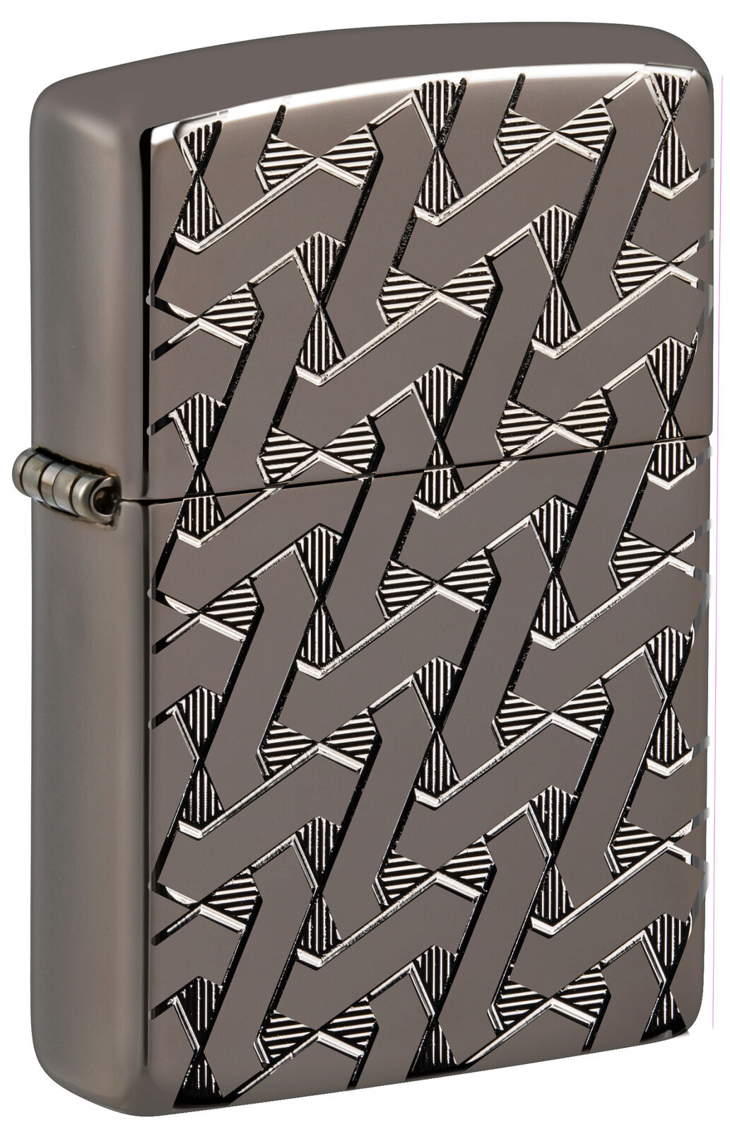 Zippo Armor Geometric Weave High Polish Black Windproof Pocket Lighter, 49173
