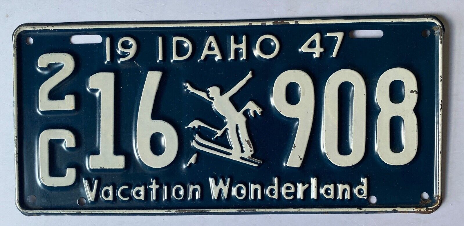 1947- IDAHO License Plate # 2C 16-908  Original Paint - Very Nice
