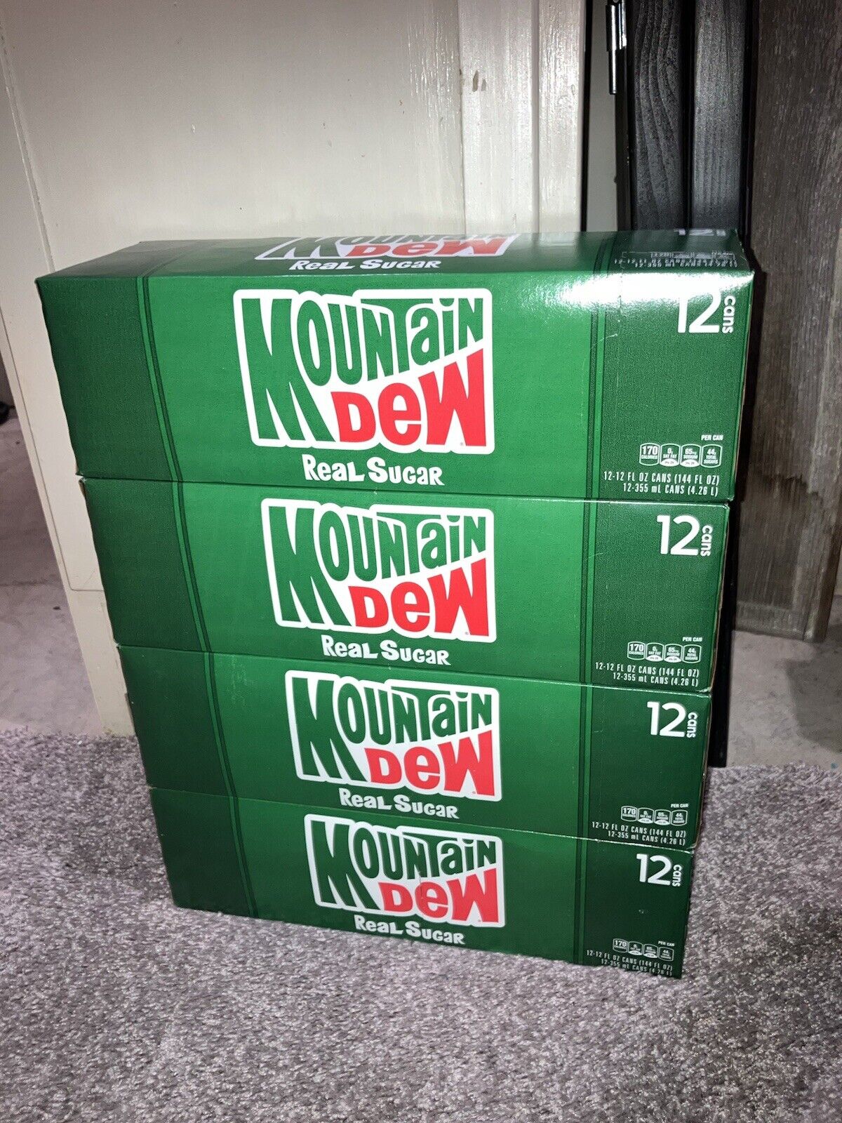 (4 PACK) MOUNTAIN DEW REAL SUGAR 12 PACK 48 CANS Best By 11/24 - 
