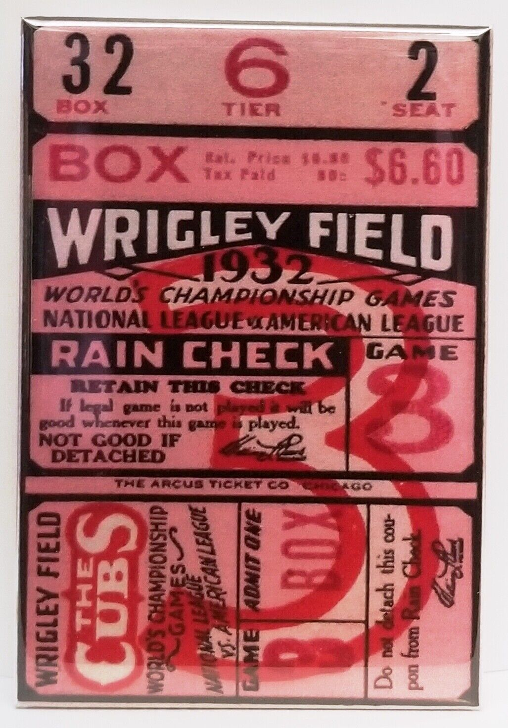 Wrigley Field Ticket MAGNET 2\