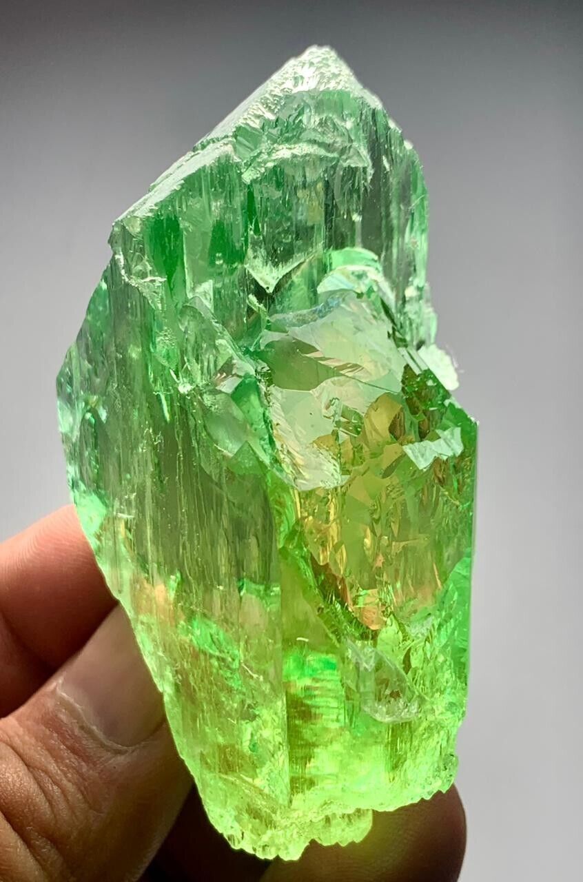 649.50 Cts beautiful double terminated Green color kunzite crystal @afgh