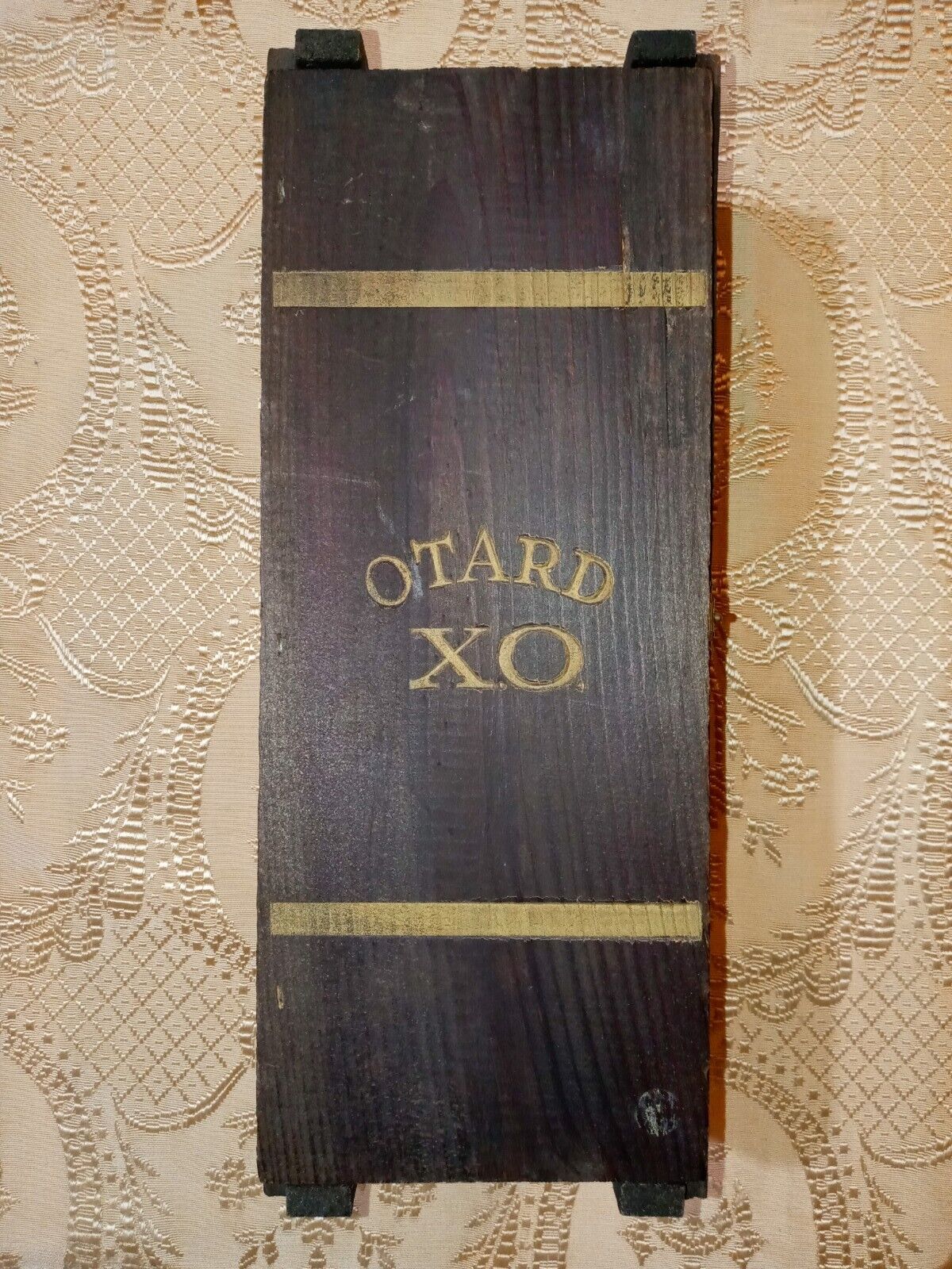 Vintage Cognac Solid Wood Box Wooden OTARD XO w/Brass Hardware- Beautiful Shape