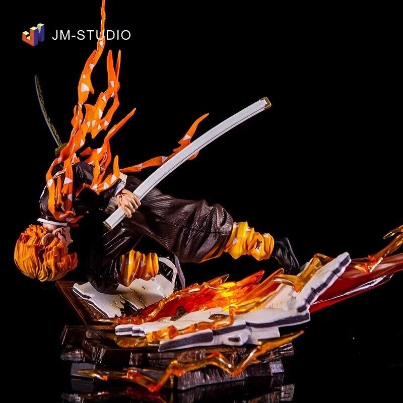 Demon Slayer Agatsuma Zenitsu 28cm PVC Figure Light up Anime Collect Model Toy