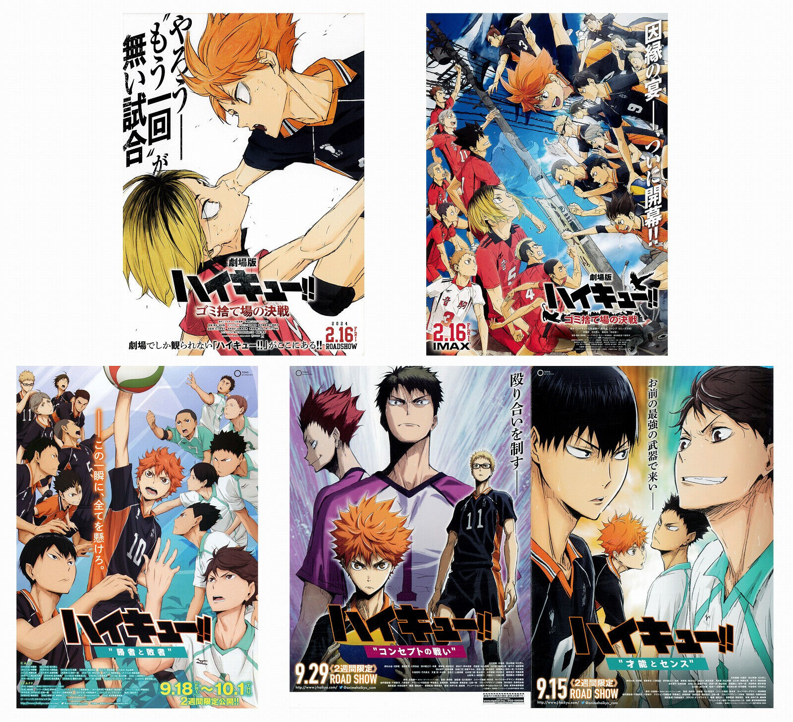 Haikyu The Movie: 2015-2024 B5 Size Chirashi Mini Poster Set Of 4