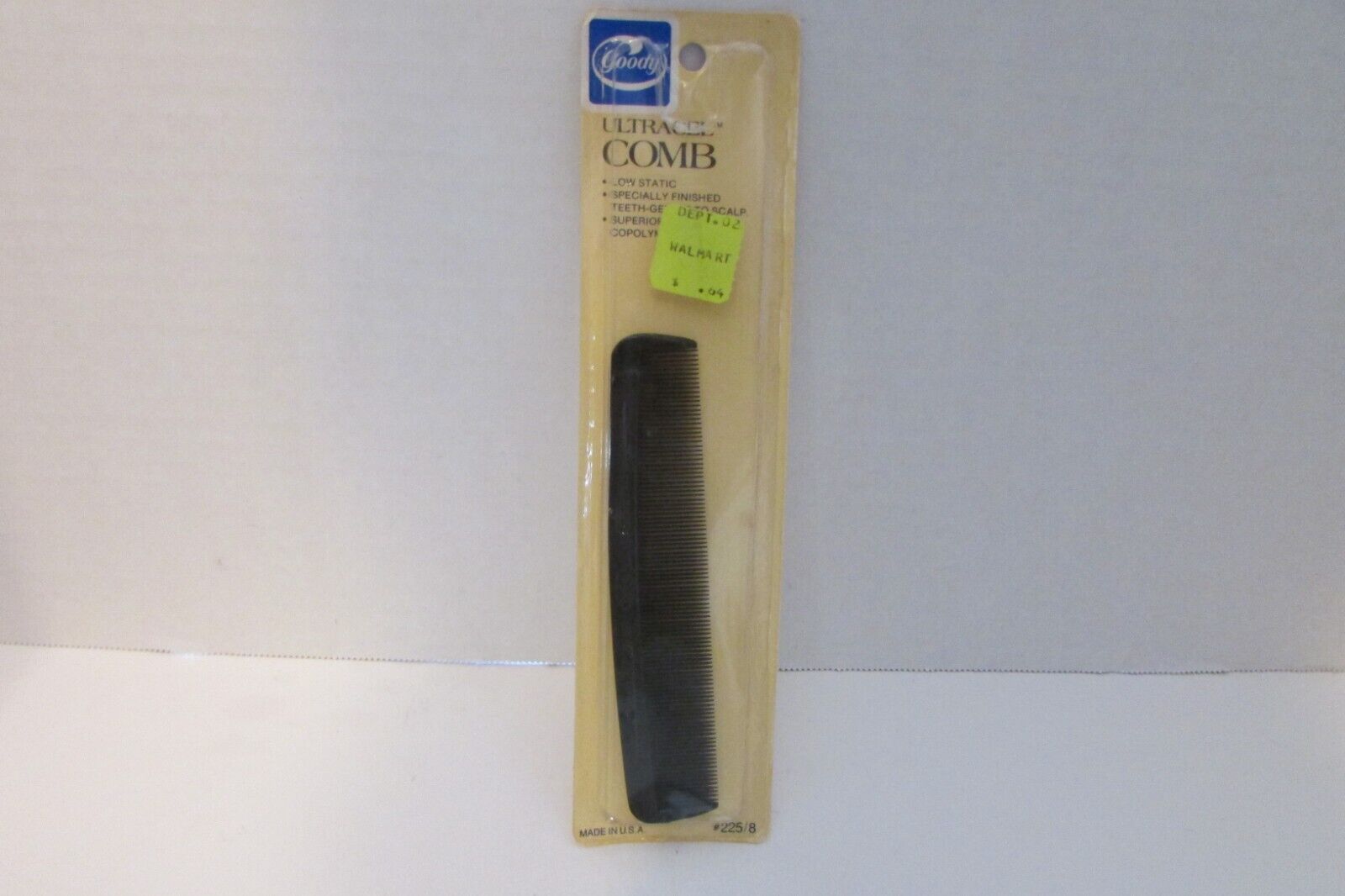 VTG Goody Ultracel Black Comb #225/8 Made in USA NOS on Card 1985