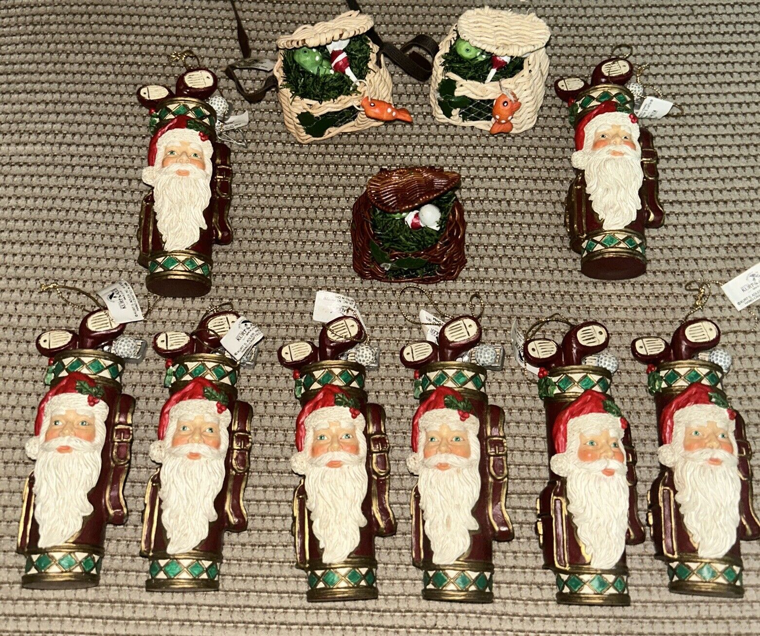 Kurt Adler Golf Ornaments Christmas Xmas Golf Bag 11 Pieces