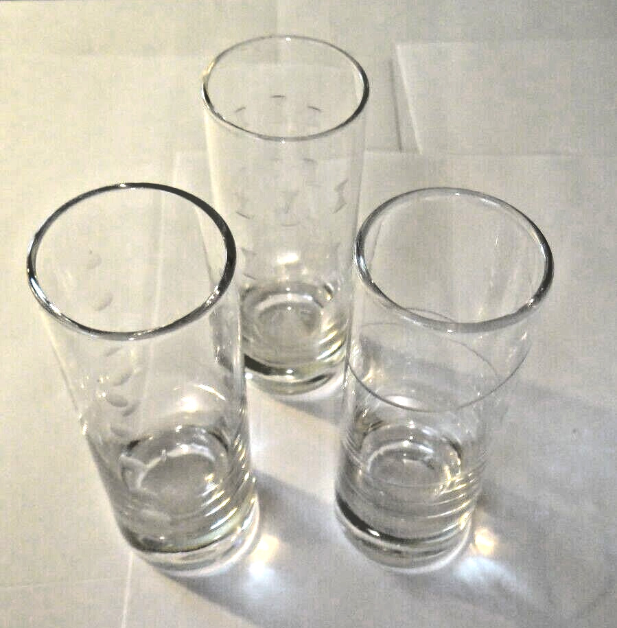 Martell Cognac Tall Shot Glass - 3 different 4 inch tall patterned glasses HTF