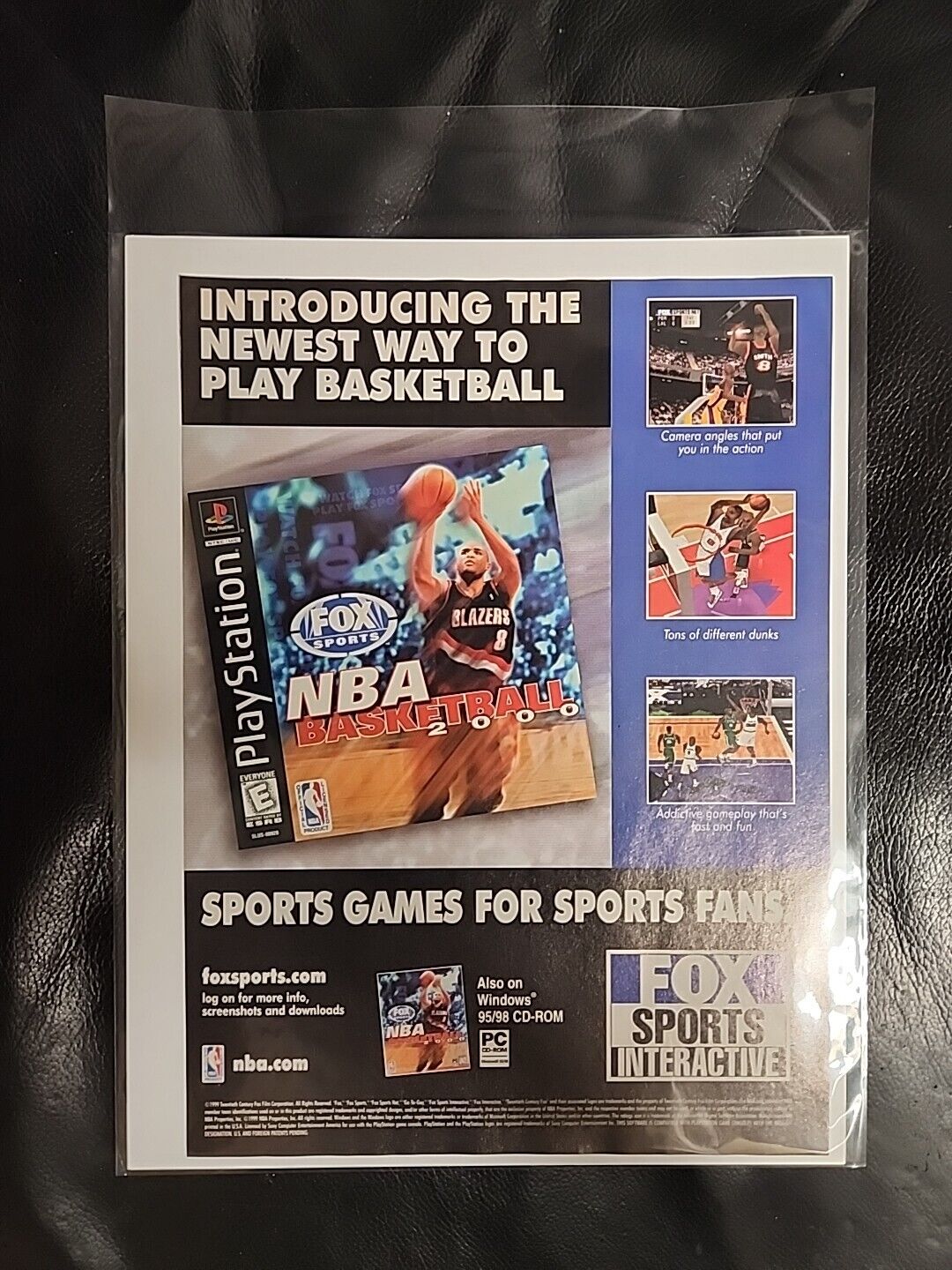 Vintage NBA Basketball 2000 PS1 Playstation Print Advertsiement - Ready To Frame
