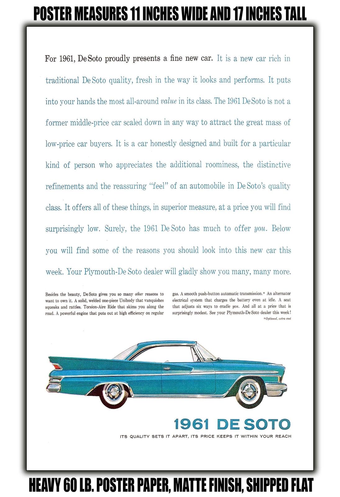 11x17 POSTER - 1961 DeSoto Proudly Presents a Fine New Car