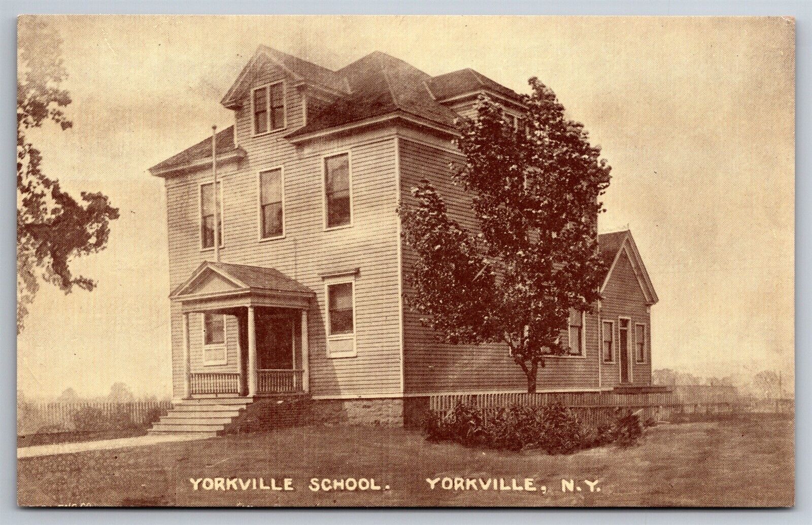 Yorkville School Ground Level View Yorkville NY C1907 Postcard J26