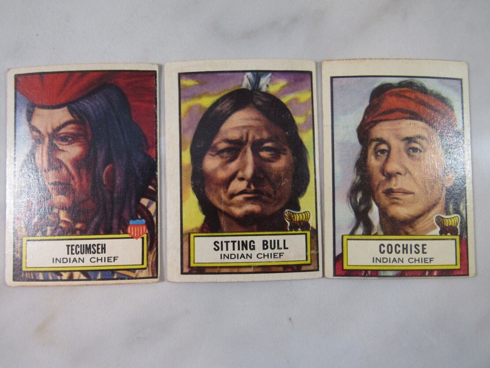Lot of 3 1952 Topps Look \'n See Trading Cards Tecumseh, Cochise, Sitting Bull