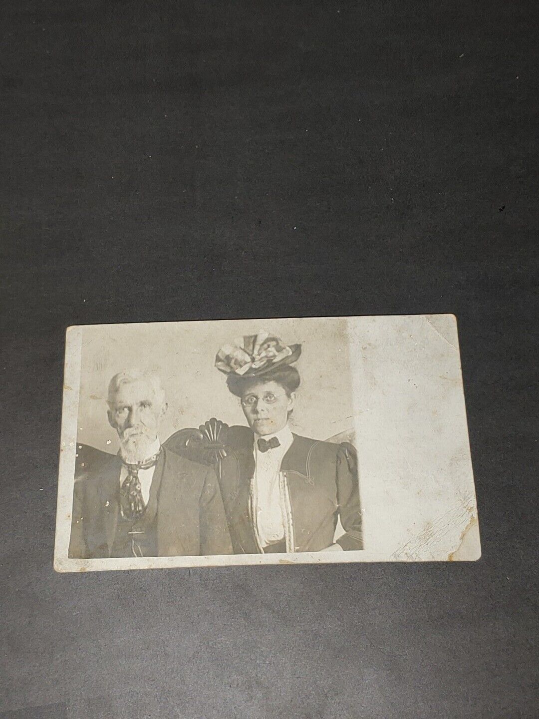 Photo Postcard RPPC Circa 1890 Couple Wearing Their Sunday Best