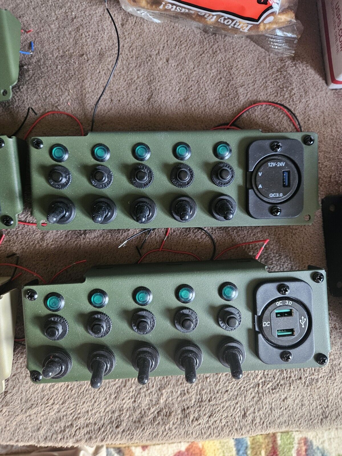 MILITARY HMMWV CUCV VEHICLE 5 SWITCH PANEL GREEN LEDS